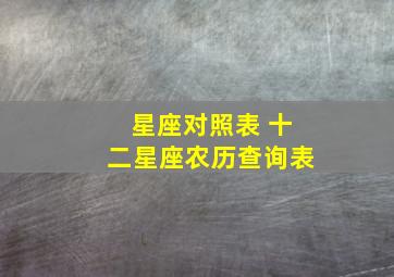 星座对照表 十二星座农历查询表